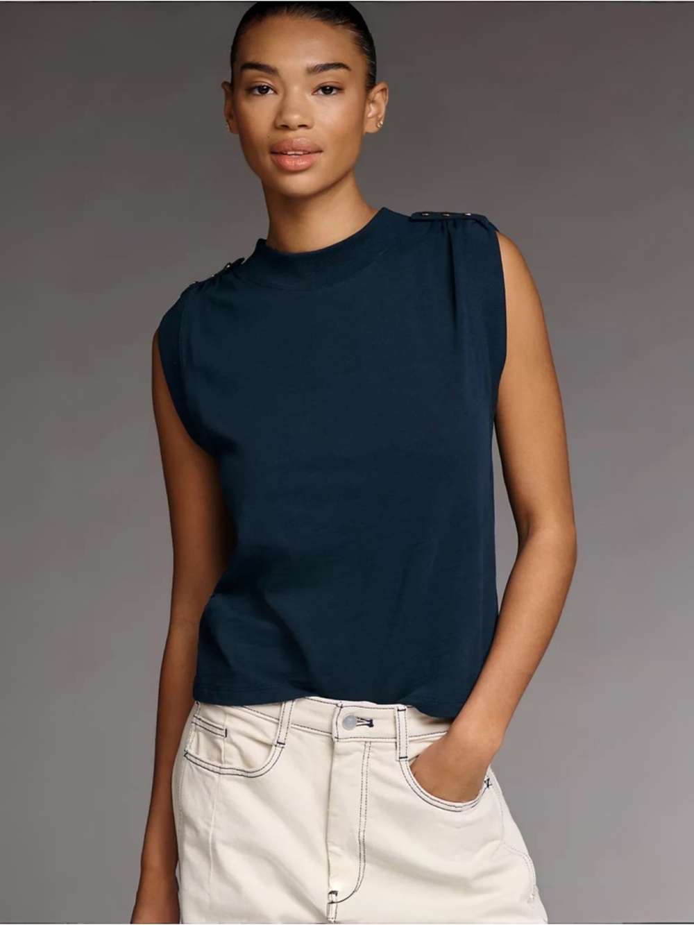 Nation Los Angeles Mikka Buttoned-Shoulder Tank Sz XS Anthropologie NWT